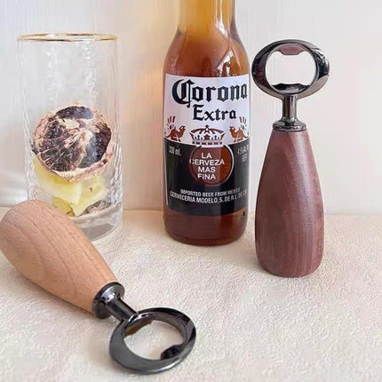 Handcrafted Wooden Bottle Opener – Walnut & Stainless Steel Beer Opener with Ergonomic Handle | Premium Bar Tool for Home, Kitchen & Gifts.