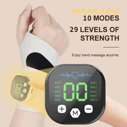 Smart Wrist Massage Brace with 10 Modes & 29 Intensity Levels – Rechargeable Heat Therapy and TENS for Pain Relief, Carpal Tunnel Support, and Joint Comfort (White)  | Blue Version Available In-Store.