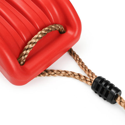 Outdoor Kids Plastic Swing Seat with Adjustable Rope – Durable Tree Swing for Backyard, 220lb Capacity, Red (Red).