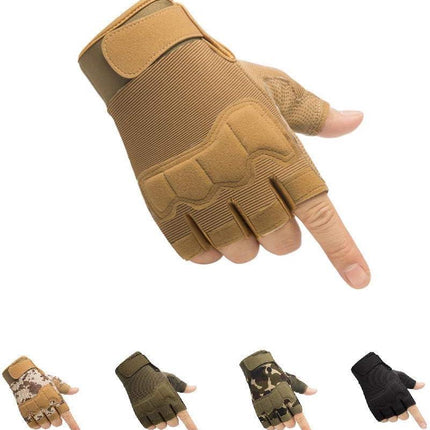 Tactical Fingerless Gloves with Knuckle Protection – Breathable Outdoor Gloves for Shooting, Hunting, Cycling, and Training (Yellow,M).