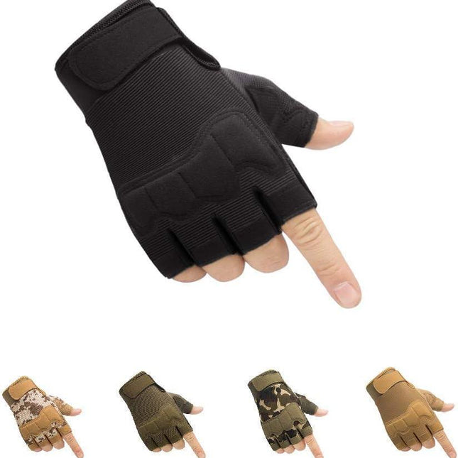 Tactical Fingerless Gloves with Knuckle Protection – Breathable Outdoor Gloves for Shooting, Hunting, Cycling, and Training (Black,XL).