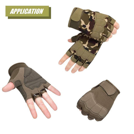 Tactical Fingerless Gloves with Knuckle Protection – Breathable Outdoor Gloves for Shooting, Hunting, Cycling, and Training (Green,M).
