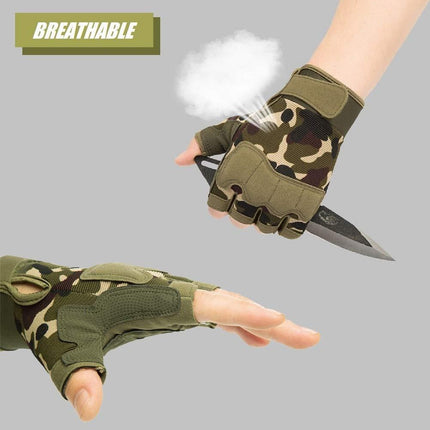 Tactical Fingerless Gloves with Knuckle Protection – Breathable Outdoor Gloves for Shooting, Hunting, Cycling, and Training (Green,M).