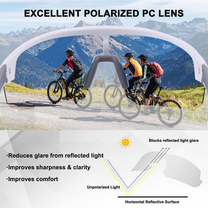 High-End Polarized Sports Sunglasses for Men Women – UV400 Protection, Anti-Fog, Lightweight TR90 Frame, Removable Lens, Ideal for Cycling, Running, Fishing, Golf (White & Red).