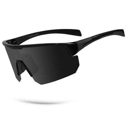 High-End Polarized Sports Sunglasses for Men Women – UV400 Protection, Anti-Fog, Lightweight TR90 Frame, Removable Lens, Ideal for Cycling, Running, Fishing, Golf (Black).