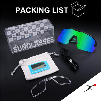 High-End Polarized Sports Sunglasses for Men Women – UV400 Protection, Anti-Fog, Lightweight TR90 Frame, Removable Lens, Ideal for Cycling, Running, Fishing, Golf (Black & Green).