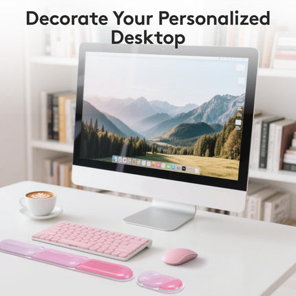 Ergonomic Gel Wrist Rest Set – Keyboard and Mouse Support Pad with Soft Cushioning for Office, Work, Gaming, and Study – Anti-Slip Base, Comfortable Design (Pink).