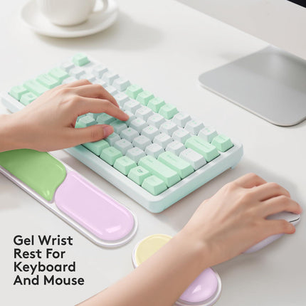 Ergonomic Gel Wrist Rest Set – Keyboard and Mouse Support Pad with Soft Cushioning for Office, Work, Gaming, and Study – Anti-Slip Base, Comfortable Design (Pink-Green-Orange).