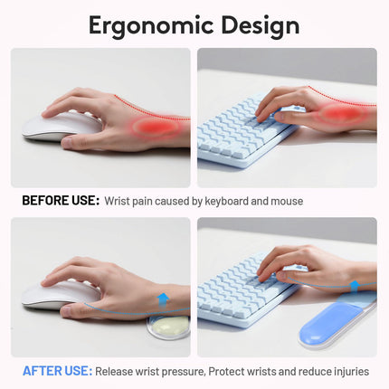 Ergonomic Gel Wrist Rest Set – Keyboard and Mouse Support Pad with Soft Cushioning for Office, Work, Gaming, and Study – Anti-Slip Base, Comfortable Design (Blue).