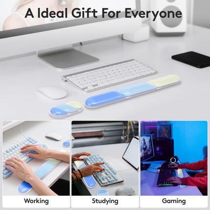 Ergonomic Gel Wrist Rest Set – Keyboard and Mouse Support Pad with Soft Cushioning for Office, Work, Gaming, and Study – Anti-Slip Base, Comfortable Design (Blue).