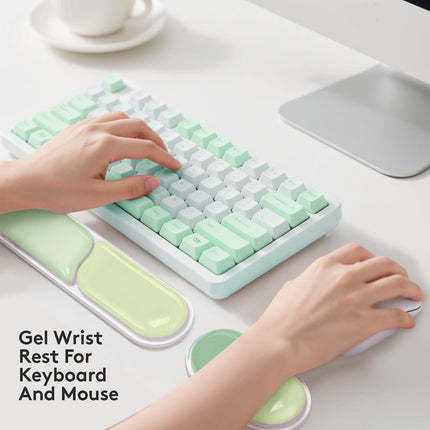 Ergonomic Gel Wrist Rest Set – Keyboard and Mouse Support Pad with Soft Cushioning for Office, Work, Gaming, and Study – Anti-Slip Base, Comfortable Design (Green).