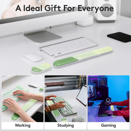 Ergonomic Gel Wrist Rest Set – Keyboard and Mouse Support Pad with Soft Cushioning for Office, Work, Gaming, and Study – Anti-Slip Base, Comfortable Design (Green).