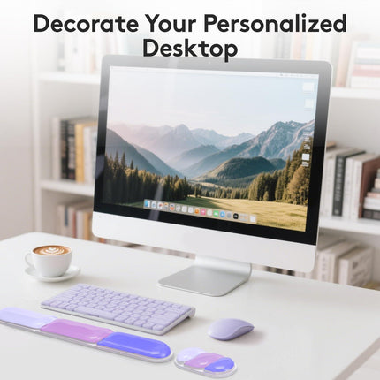 Ergonomic Gel Wrist Rest Set – Keyboard and Mouse Support Pad with Soft Cushioning for Office, Work, Gaming, and Study – Anti-Slip Base, Comfortable Design (Purple).
