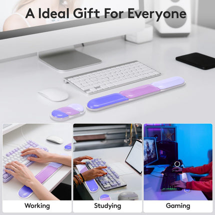 Ergonomic Gel Wrist Rest Set – Keyboard and Mouse Support Pad with Soft Cushioning for Office, Work, Gaming, and Study – Anti-Slip Base, Comfortable Design (Purple).