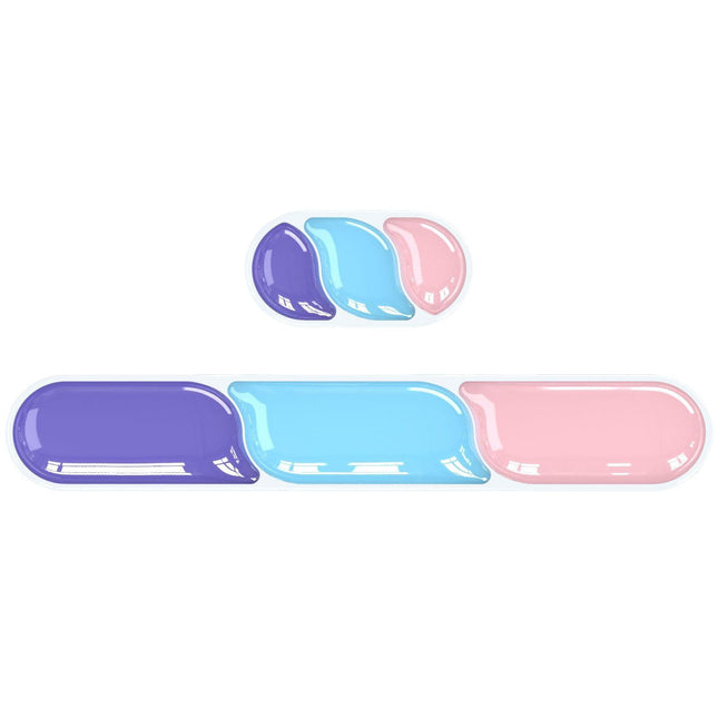 Ergonomic Gel Wrist Rest Set – Keyboard and Mouse Support Pad with Soft Cushioning for Office, Work, Gaming, and Study – Anti-Slip Base, Comfortable Design (Purple-Blue-Pink).