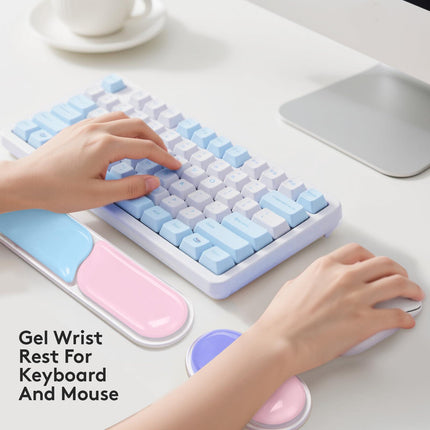 Ergonomic Gel Wrist Rest Set – Keyboard and Mouse Support Pad with Soft Cushioning for Office, Work, Gaming, and Study – Anti-Slip Base, Comfortable Design (Purple-Blue-Pink).