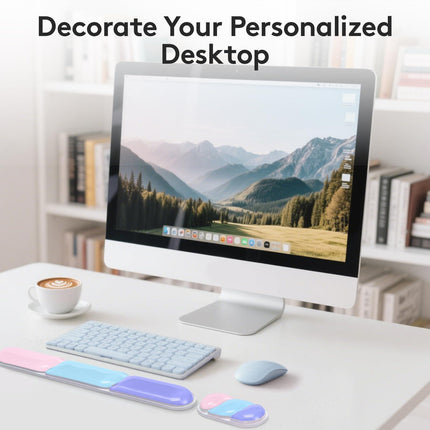 Ergonomic Gel Wrist Rest Set – Keyboard and Mouse Support Pad with Soft Cushioning for Office, Work, Gaming, and Study – Anti-Slip Base, Comfortable Design (Purple-Blue-Pink).