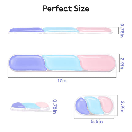 Ergonomic Gel Wrist Rest Set – Keyboard and Mouse Support Pad with Soft Cushioning for Office, Work, Gaming, and Study – Anti-Slip Base, Comfortable Design (Purple-Blue-Pink).