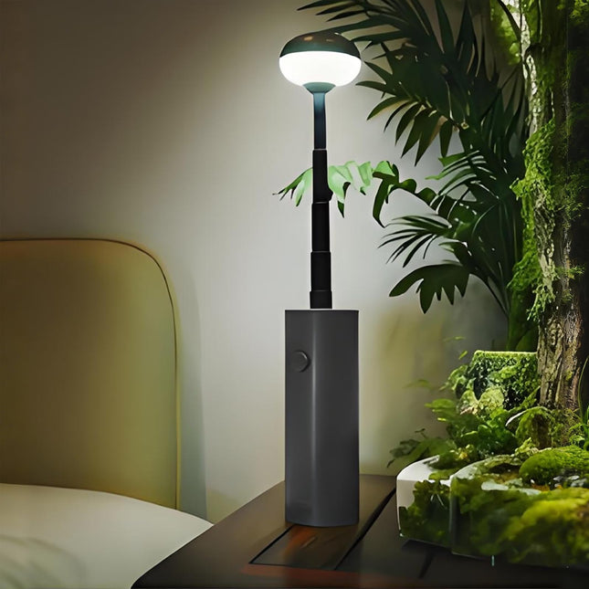 Portable Telescopic Camping Light with 5000mAh Battery – Rechargeable, IPX65 Waterproof, Magnetic & Multi-Mode Outdoor Lamp (Grey).