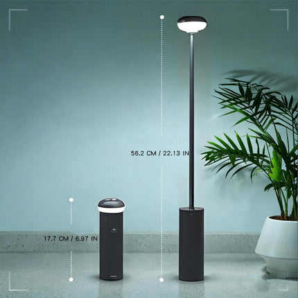 Portable Telescopic Camping Light with 5000mAh Battery – Rechargeable, IPX65 Waterproof, Magnetic & Multi-Mode Outdoor Lamp (Grey).