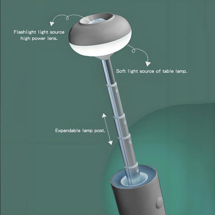 Portable Telescopic Camping Light with 5000mAh Battery – Rechargeable, IPX65 Waterproof, Magnetic & Multi-Mode Outdoor Lamp (Grey).