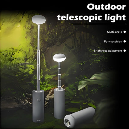 Portable Telescopic Camping Light with 5000mAh Battery – Rechargeable, IPX65 Waterproof, Magnetic & Multi-Mode Outdoor Lamp (Grey).