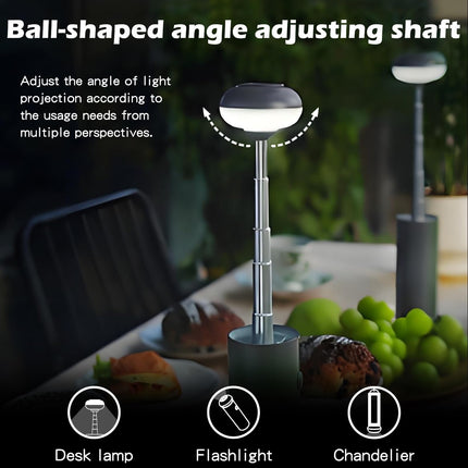 Portable Telescopic Camping Light with 5000mAh Battery – Rechargeable, IPX65 Waterproof, Magnetic & Multi-Mode Outdoor Lamp (Grey).