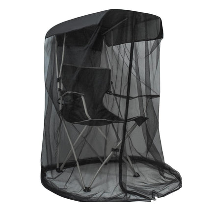 Outdoor Mosquito Net Chair Cover with Canopy – UV & Waterproof, Zippered Entry, Breathable Mesh Tent for Camping, Fishing, Beach Use (Black).