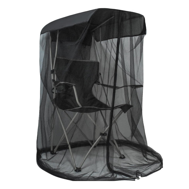 Outdoor Mosquito Net Chair Cover with Canopy – UV & Waterproof, Zippered Entry, Breathable Mesh Tent for Camping, Fishing, Beach Use (Black).