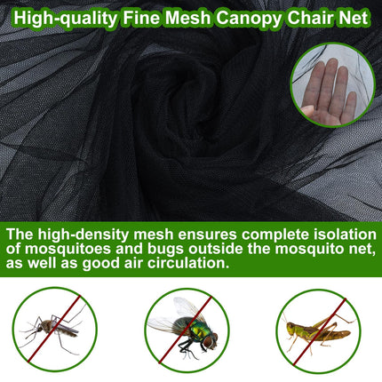 Outdoor Mosquito Net Chair Cover with Canopy – UV & Waterproof, Zippered Entry, Breathable Mesh Tent for Camping, Fishing, Beach Use (Black).