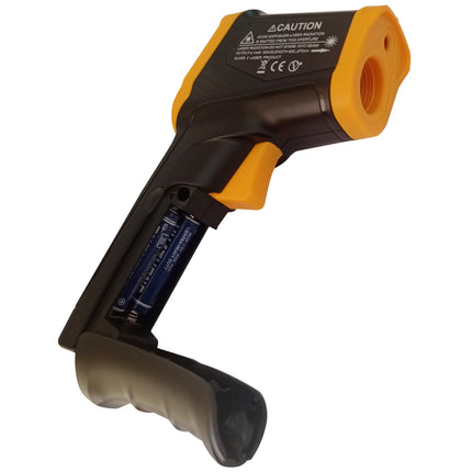 Infrared Thermometer Gun – Non-Contact Digital Laser Temp Meter for Cooking, HVAC, Automotive & Industrial Use, -50°C to 500°C, Backlit LCD, 12:1 D:S Ratio (Black/Yellow).