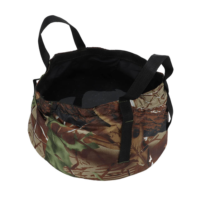 Collapsible Outdoor Bucket with Handles – Foldable Water Container for Camping, Fishing, Travel & Washing, Durable Waterproof Polyester Basin (Camouflage).