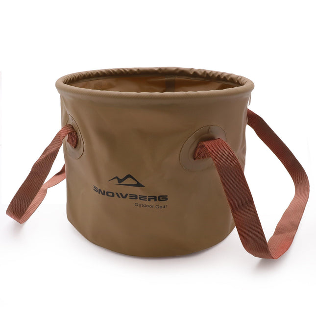Multi-Use Collapsible Bucket – Foldable Camping Container with Dual Handles, 10L/20L Capacity, Supports 22 lbs or 44 lbs, Waterproof PVC Mesh for Fishing, Washing, Picnics & Outdoor Use (Coffee,Large).