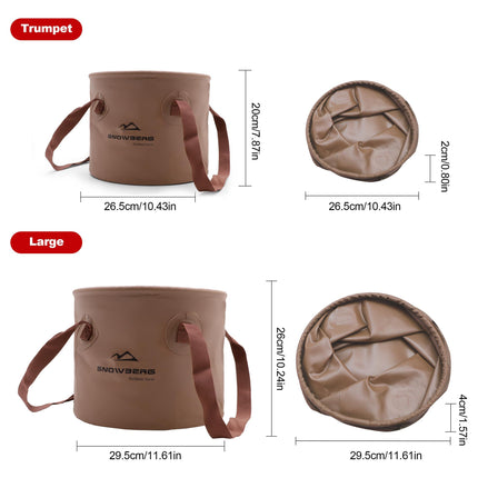 Multi-Use Collapsible Bucket – Foldable Camping Container with Dual Handles, 10L/20L Capacity, Supports 22 lbs or 44 lbs, Waterproof PVC Mesh for Fishing, Washing, Picnics & Outdoor Use (Coffee,Large).