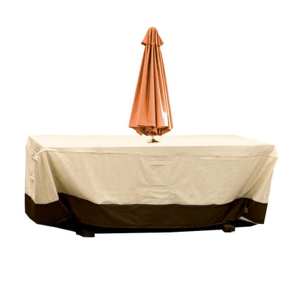 Patio Table & Chair Cover with Umbrella Hole: Water-Resistant Outdoor Furniture Cover for Rectangular/Oval Garden Sets (274x208x58 cm LxWxH).
