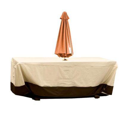 Patio Table & Chair Cover with Umbrella Hole: Water-Resistant Outdoor Furniture Cover for Rectangular/Oval Garden Sets(223x147x58 cm LxWxH).