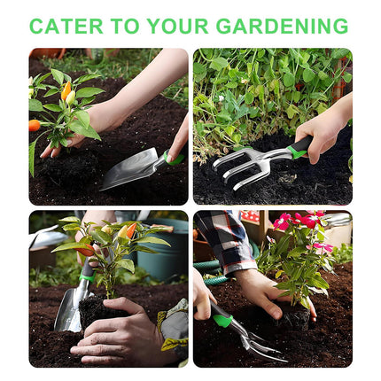 Complete 8-Piece Garden Tool Set with Carry Bag – Stainless Steel & Aluminum Tools for Digging, Pruning, Planting, and Weeding.