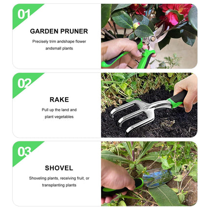Complete 8-Piece Garden Tool Set with Carry Bag – Stainless Steel & Aluminum Tools for Digging, Pruning, Planting, and Weeding.