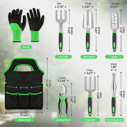 Complete 8-Piece Garden Tool Set with Carry Bag – Stainless Steel & Aluminum Tools for Digging, Pruning, Planting, and Weeding.