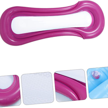Inflatable Red Floating Bed: Portable Foldable Swimming Mat for Pool Lounging, Water Fun & Beach Relaxation.