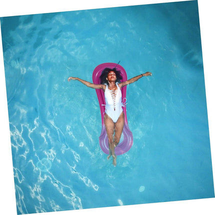 Inflatable Red Floating Bed: Portable Foldable Swimming Mat for Pool Lounging, Water Fun & Beach Relaxation.