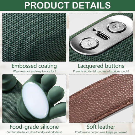 Hand-Like Neck & Shoulder Massager with 4D Kneading and Heat – Portable Massage Device for Back, Legs, and Neck Relaxation (Forest Green).
