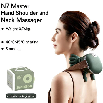 Hand-Like Neck & Shoulder Massager with 4D Kneading and Heat – Portable Massage Device for Back, Legs, and Neck Relaxation (Forest Green).