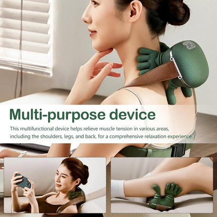 Hand-Like Neck & Shoulder Massager with 4D Kneading and Heat – Portable Massage Device for Back, Legs, and Neck Relaxation (Forest Green).