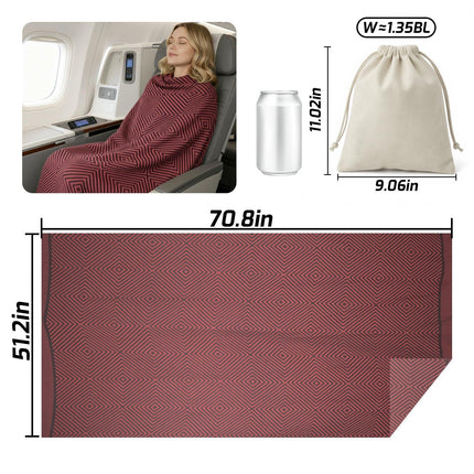 Premium Travel Blanket – Ultra-Soft Knit Wrap for Airplane, Car, Office Naps, and Gifts – Lightweight, Breathable, and Stylish with Storage Bag (Red).