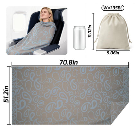 Premium Travel Blanket – Ultra-Soft Knit Wrap for Airplane, Car, Office Naps, and Gifts – Lightweight, Breathable, and Stylish with Storage Bag (Blue).
