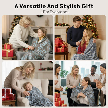 Premium Travel Blanket – Ultra-Soft Knit Wrap for Airplane, Car, Office Naps, and Gifts – Lightweight, Breathable, and Stylish with Storage Bag (Blue).