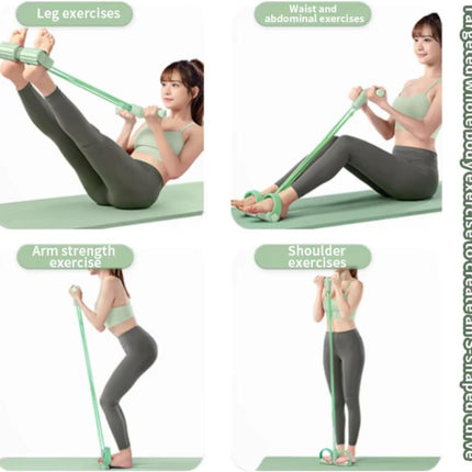 Multi-Function 6-Tube Resistance Band with Foot Pedal – 2M Stretchable Home Workout Equipment for Full Body Exercise – Adjustable Tension for Arms, Legs, Waist & Abs – Compact Design (Green).