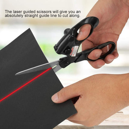 Professional Laser Guided Sewing Scissors for Home Craft Wrapping Gift Fabric Sewing Cut Straight Fast for Fabric Paper Crafts | Upgraded Ergonomic Handle (Black).