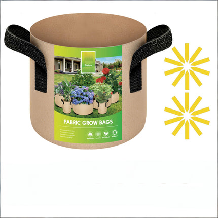 5-Pack 10-Gallon Fabric Grow Bags – Heavy-Duty Breathable Non-Woven Plant Pots with Handles for Vegetables, Herbs, Flowers (Camel).